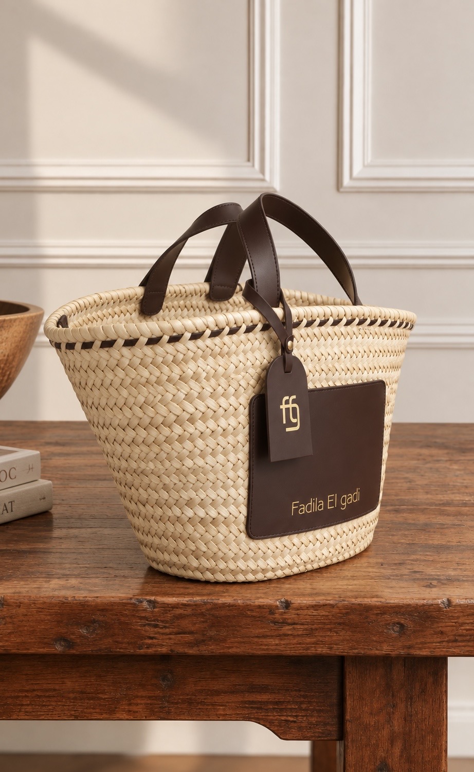 PANIER EN OSIER ET CUIR – Image 2