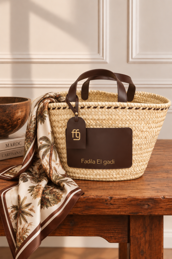 PANIER EN OSIER ET CUIR
